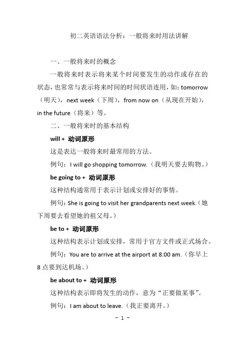 初二英语语法分析--一般将来时用法讲解
