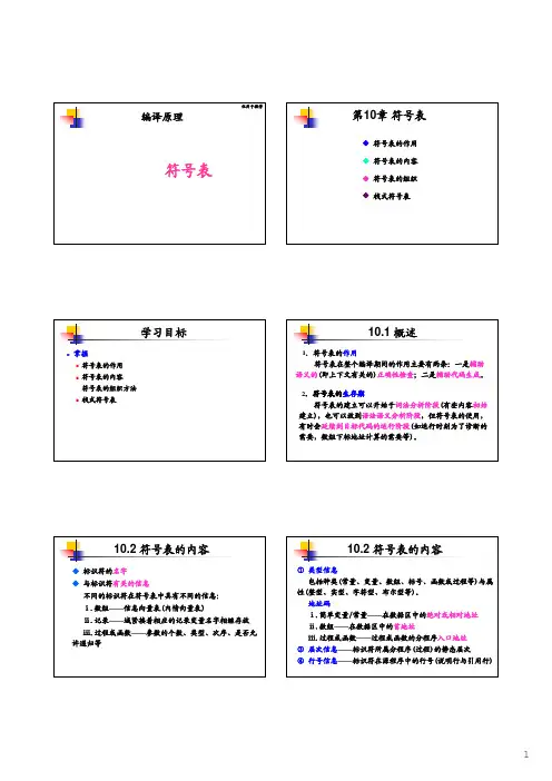 编译原理：第10章 符号表