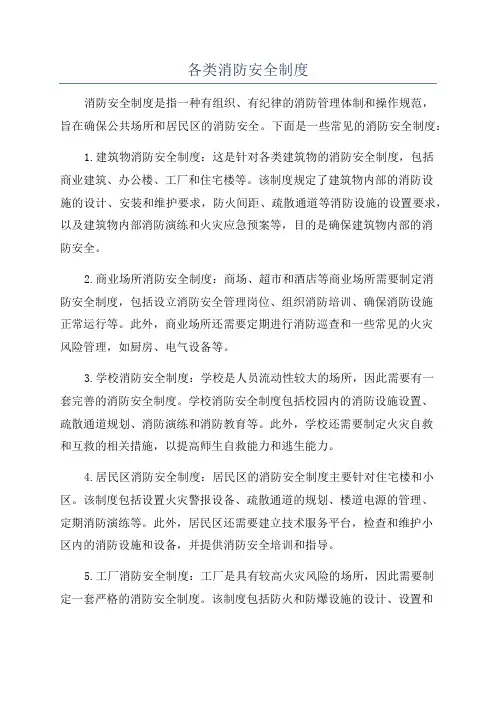 各类消防安全制度
