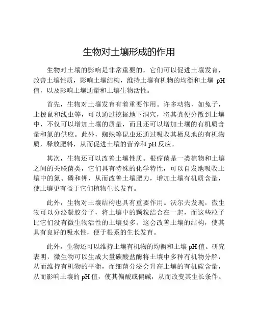 生物对土壤形成的作用