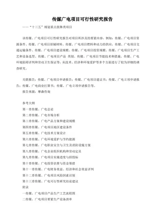 传媒广电项目可行性研究报告