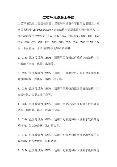 二类环境混凝土等级
