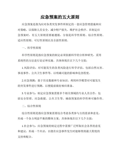 应急预案的五大原则