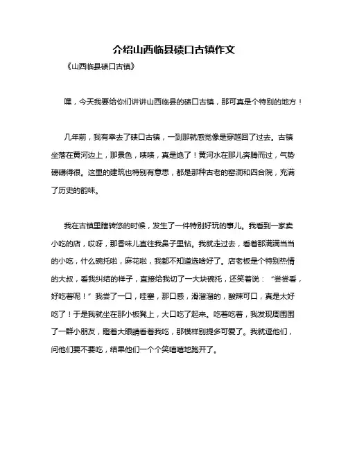 介绍山西临县碛口古镇作文