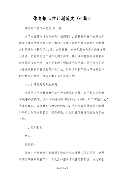 体育馆工作计划范文(6篇)