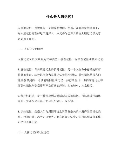 什么是人脑记忆？