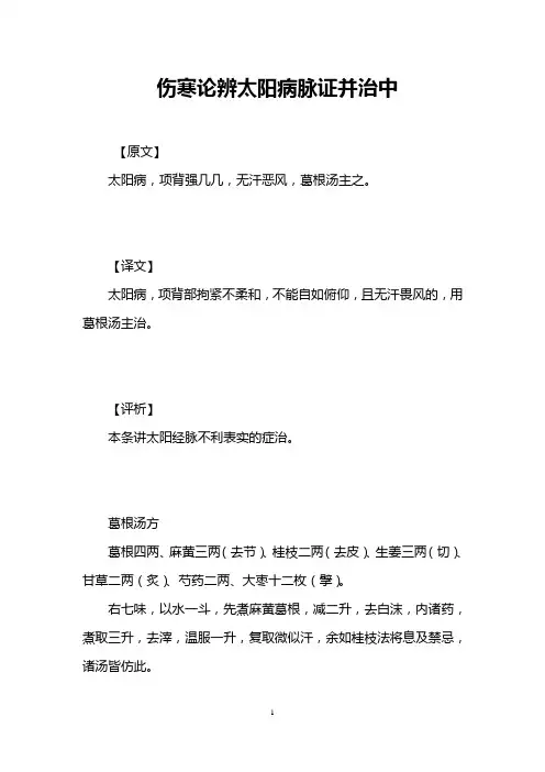 伤寒论辨太阳病脉证并治中