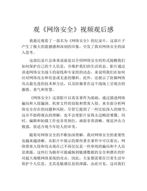 观《网络安全》视频观后感