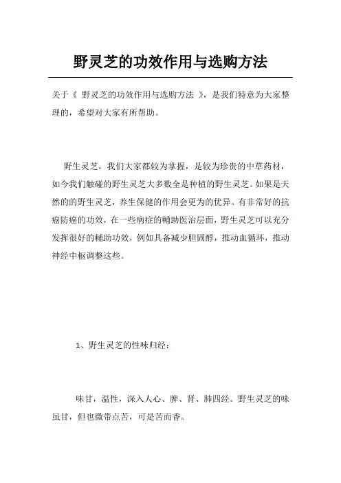 野灵芝的功效作用与选购方法
