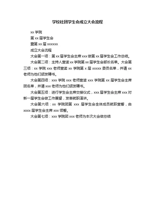学校社团学生会成立大会流程