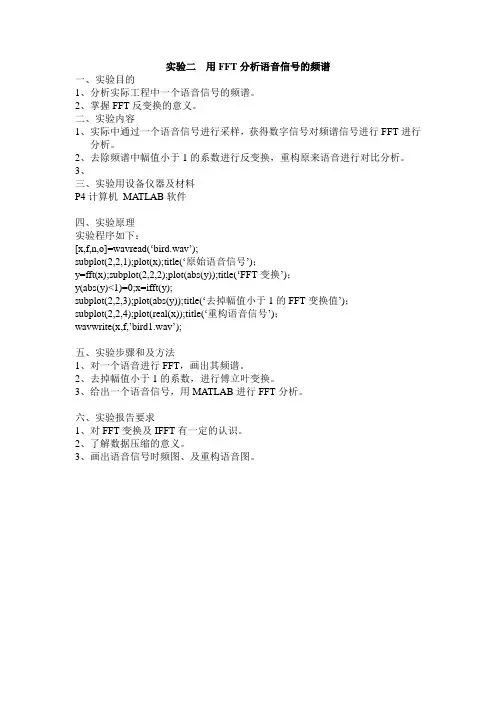 实验二  用FFT分析语音信号的频谱