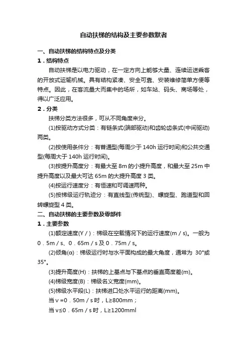 自动扶梯的结构及主要参数默者