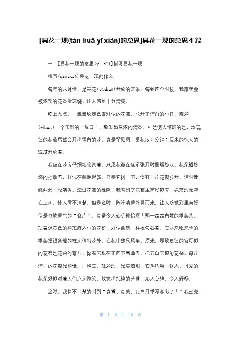 [昙花一现的意思]昙花一现的意思4篇