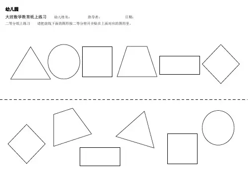 幼儿园大班数学纸上作业(一)