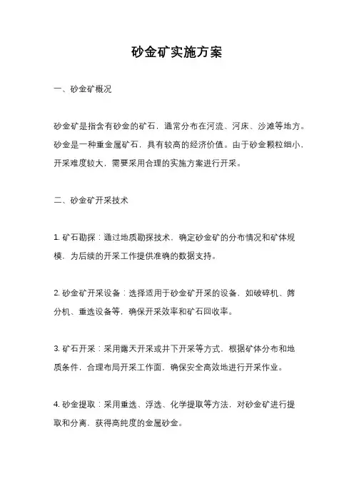 砂金矿实施方案