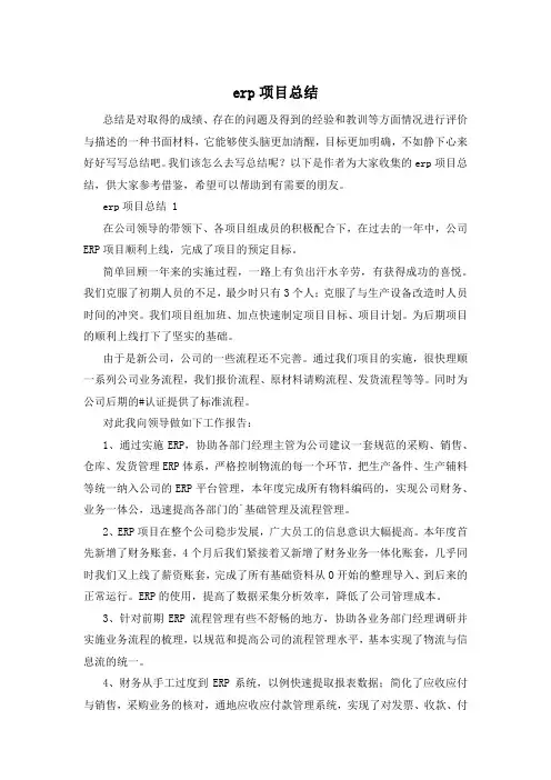 erp项目总结