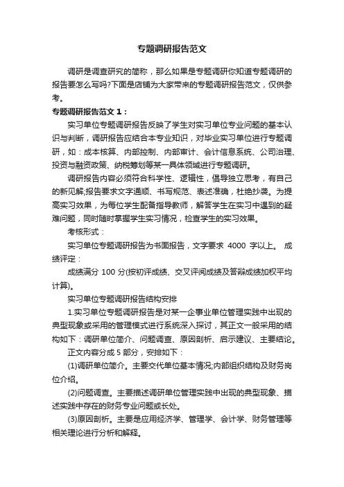 专题调研报告范文