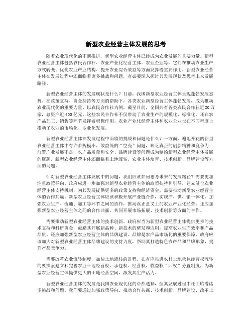 新型农业经营主体发展的思考