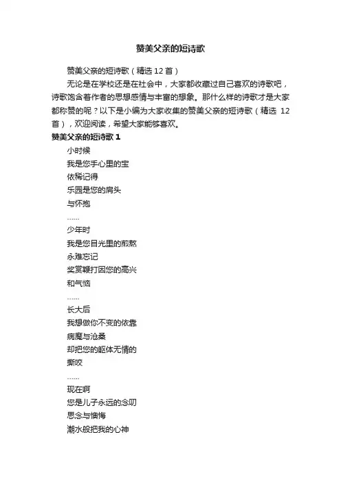 赞美父亲的短诗歌（精选12首）