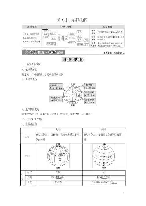 2021版高考地理一轮复习第一章宇宙中的地球第1讲地球与地图教学案中图版