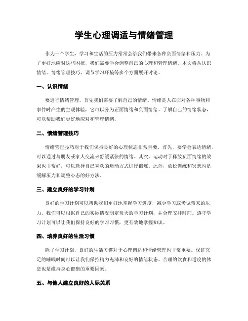 学生心理调适与情绪管理