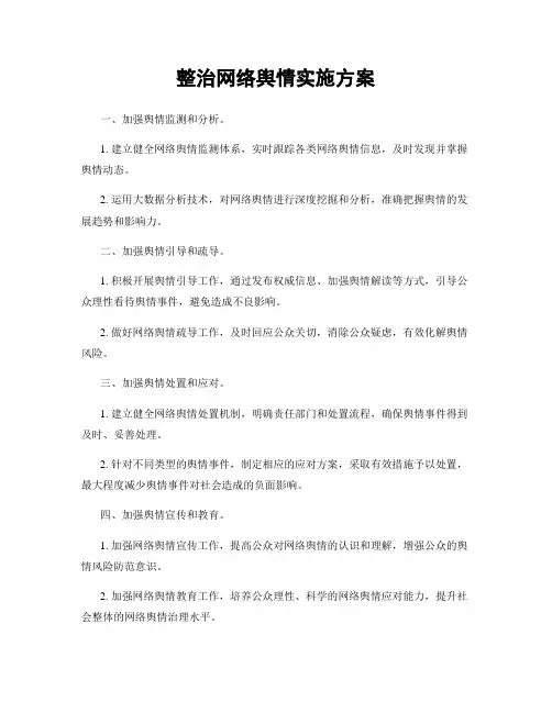 整治网络舆情实施方案