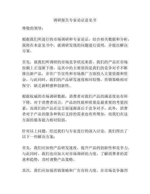 调研报告专家论证意见书