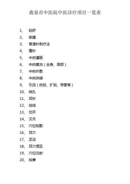 中医诊疗项目