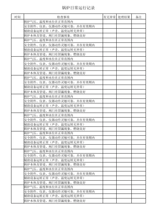 锅炉日常运行记录