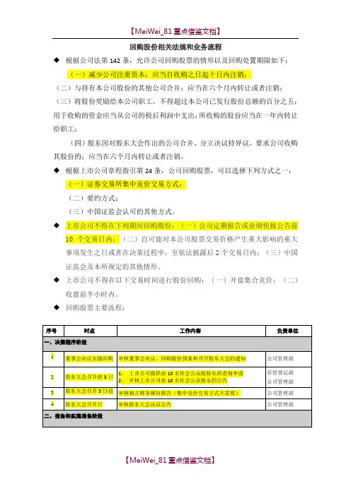 【AAA】回购股份相关法规和业务流程.doc