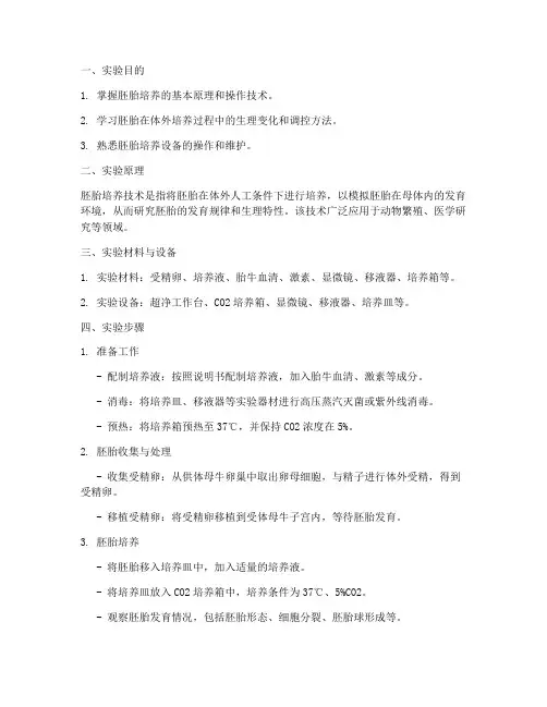 胚胎培养技术实验报告
