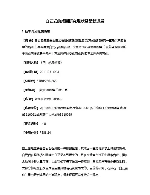 白云岩的成因研究现状及最新进展