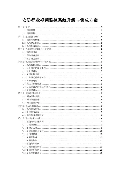 安防行业视频监控系统升级与集成方案