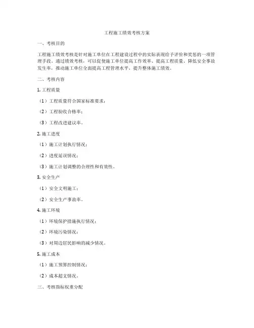 工程施工绩效考核方案