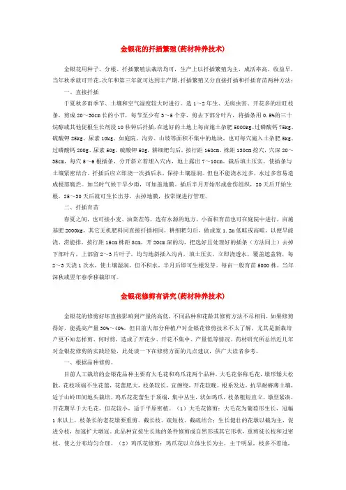 金银花的扦插繁殖(药材种养技术)Microsoft Word 文档