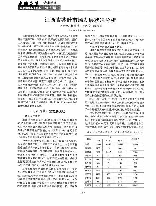 江西省茶叶市场发展状况分析