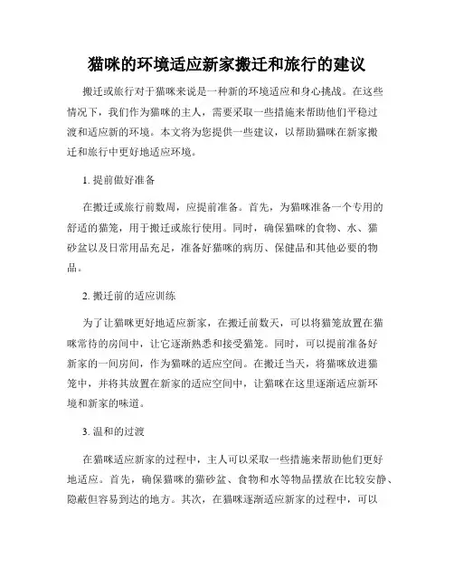猫咪的环境适应新家搬迁和旅行的建议