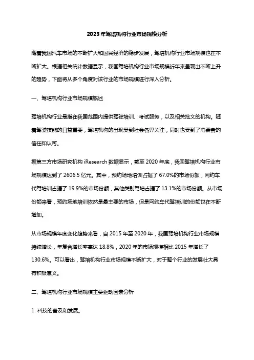 2023年驾培机构行业市场规模分析