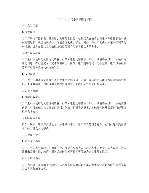 工厂厂房火灾事故原因有哪些