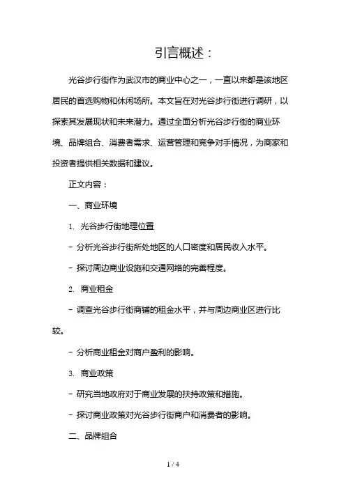 光谷步行街调研报告2024