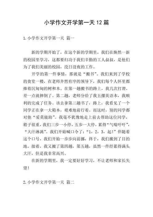 小学作文开学第一天12篇