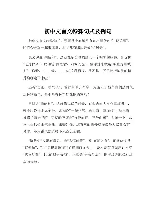 初中文言文特殊句式及例句