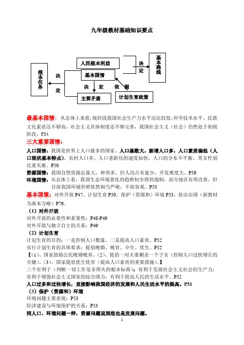 九年级基础知识要点