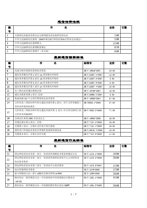 最新通信国家标准