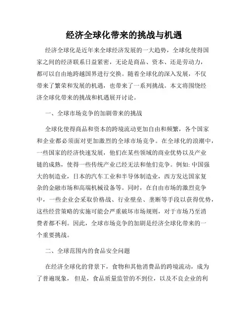 经济全球化带来的挑战与机遇