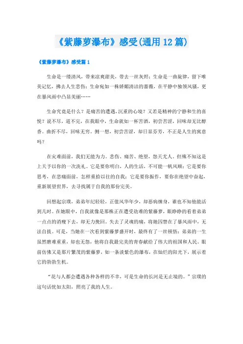 《紫藤萝瀑布》感受(通用12篇)