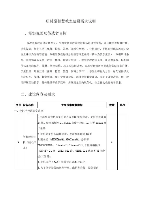 研讨型智慧教室建设需求说明