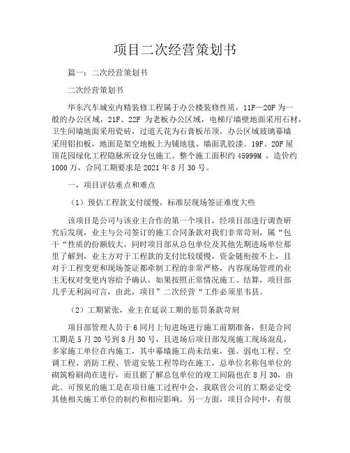 项目二次经营策划书
