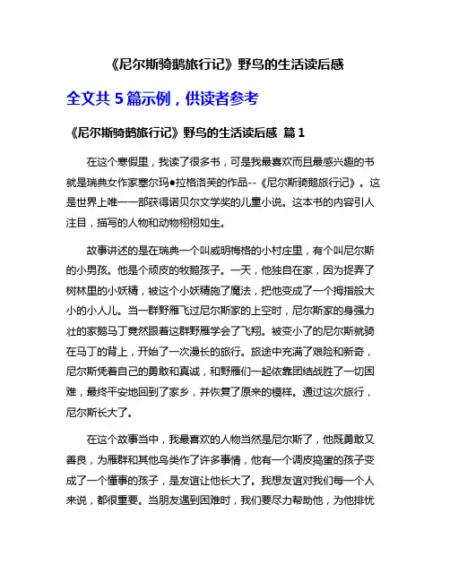 《尼尔斯骑鹅旅行记》野鸟的生活读后感