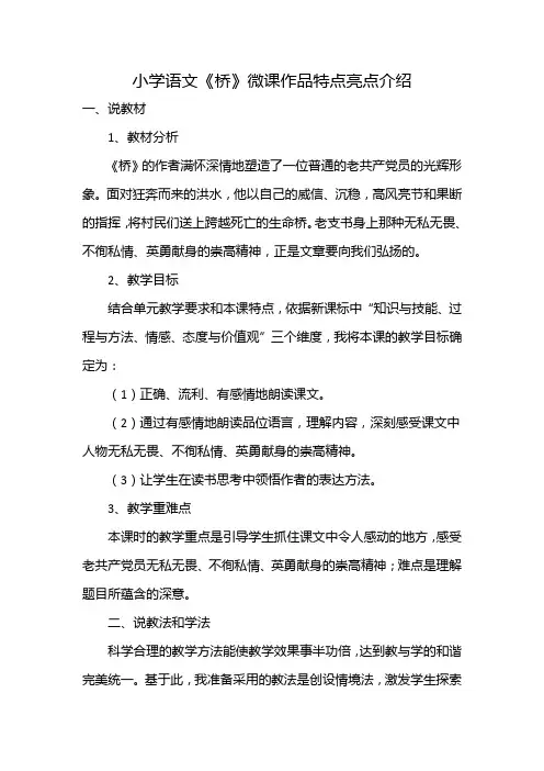 小学语文《桥》微课作品特点亮点介绍